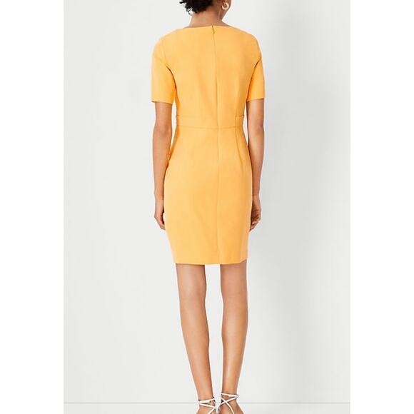 Ann Taylor Yellow Scoop Neck Short Sleeve Sheath Dress in 12 Tall NWOT - Picture 3 of 10
